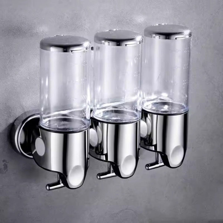 Dispensador de jabón de pared, acero inoxidable, elegante solución para manos.