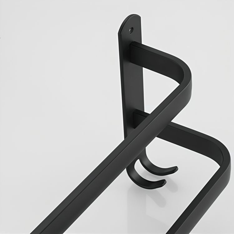 Solución de almacenamiento para el baño: estante moderno de toallas de pared de aluminio.