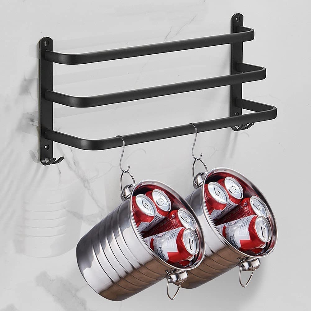Toallero de pared de aluminio resistente para baño, solución de almacenamiento elegante y duradera.