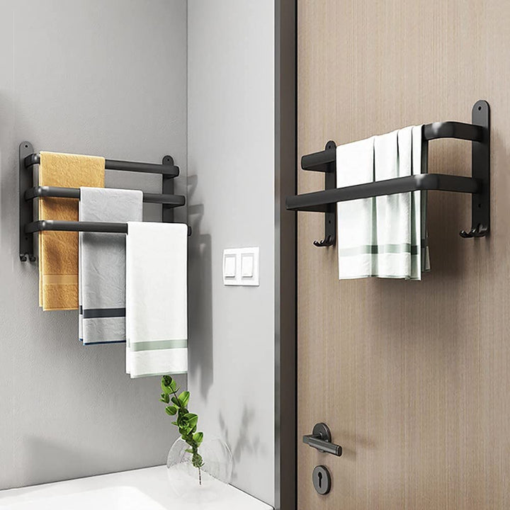 Estante moderno para toallas de baño, ahorra espacio, ideal para cualquier hogar contemporáneo.