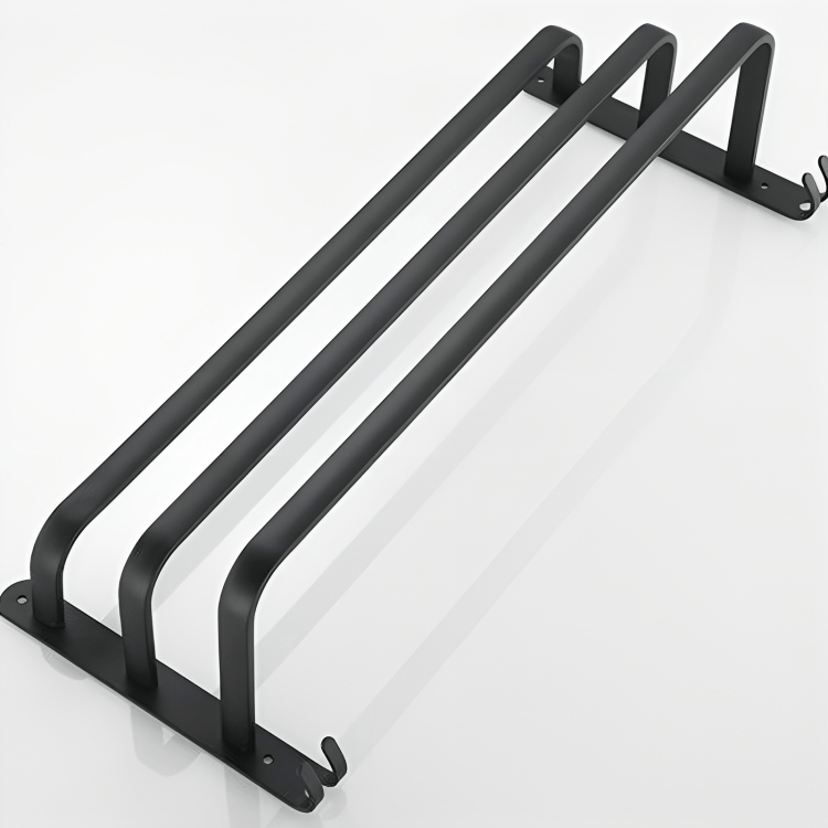 Organizador de toallas de ducha de pared en aluminio pulido, maximiza el espacio del baño.