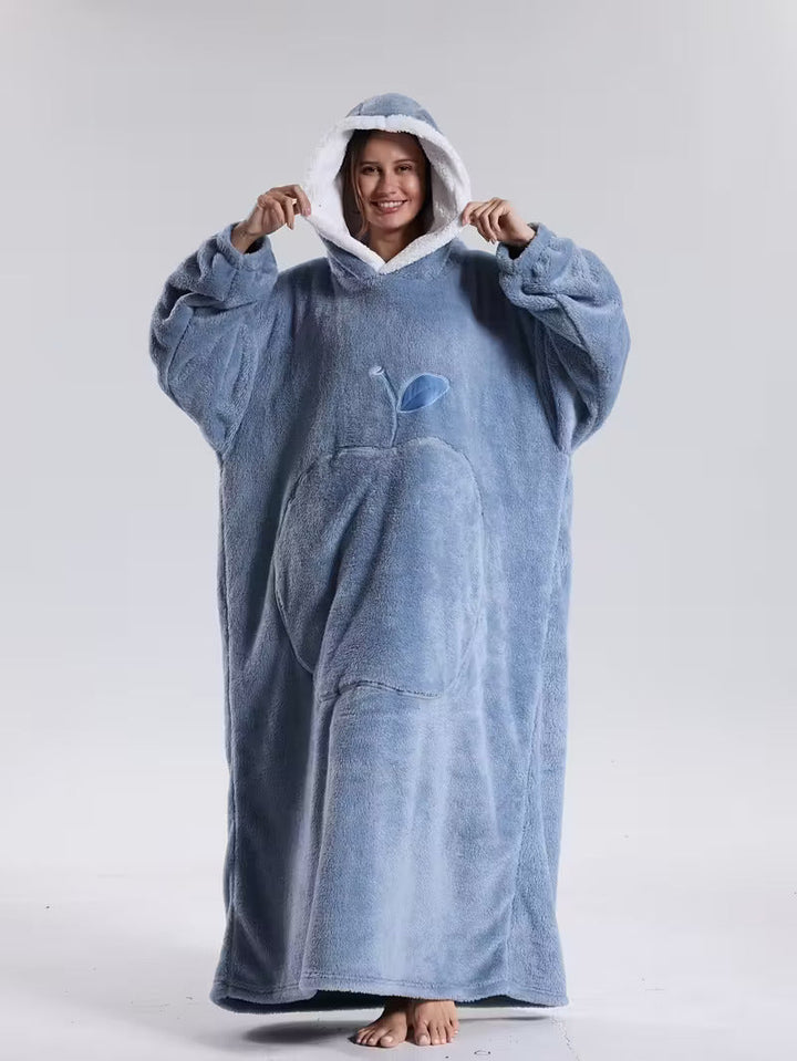 Manta con mangas y capucha, modelo sudadera, ideal para ver la tele o leer cómodamente.