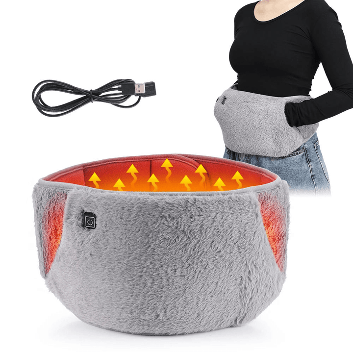 Cinturón calentador discreto para alivio rápido de calambres menstruales y dolor abdominal en mujeres.