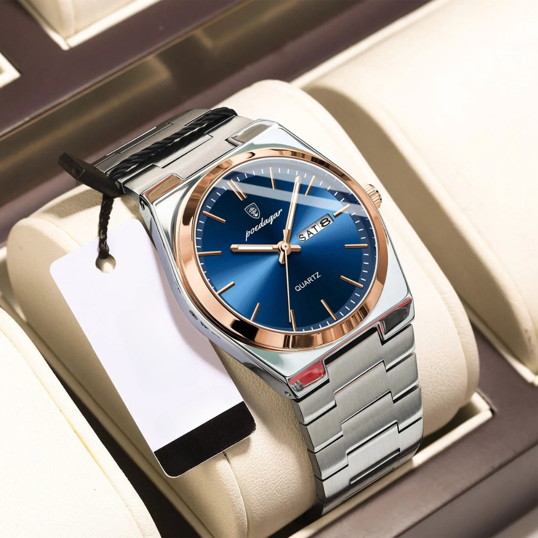 Reloj de hombre elegante en un entorno de oficina, accesorio de lujo para profesional, moda hombre.