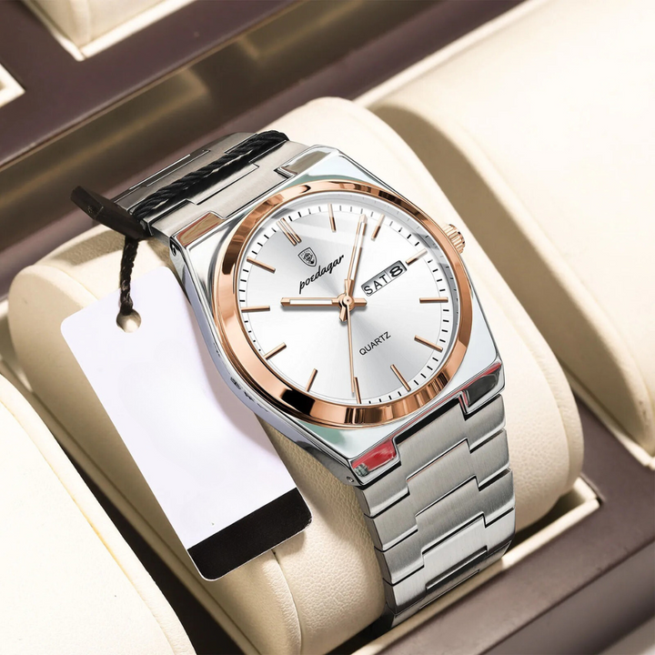 Reloj resistente al agua para hombre en exteriores, acero inoxidable, duradero y funcional, estilo masculino.