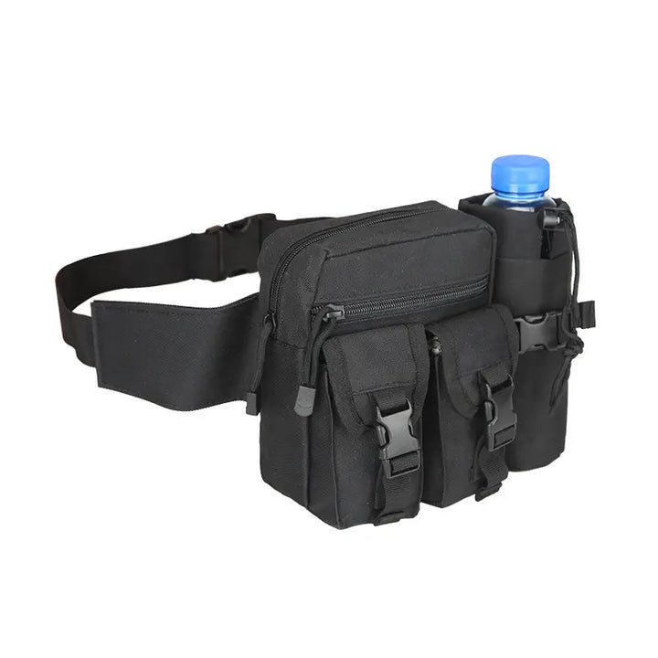 Cinturón de senderismo impermeable con portabotellas integrado. Accesorio ligero para caminatas, ciclismo y deportes outdoor.