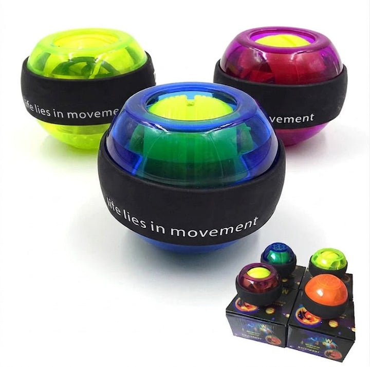 Entrenador de muñeca Powerball giroscópico para fortalecer agarre y músculos del brazo.