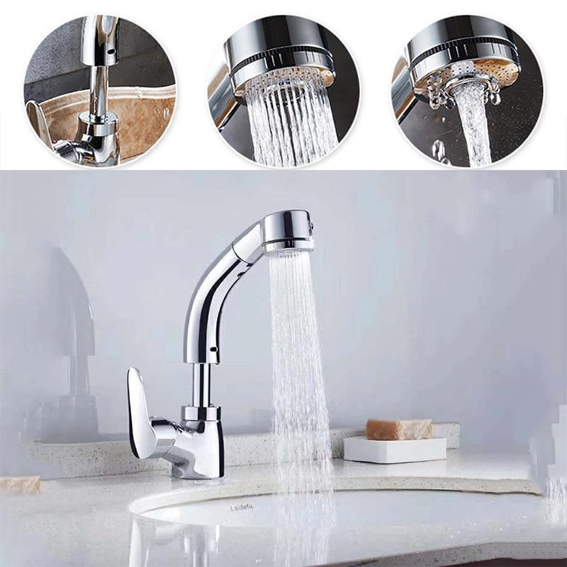 Moderno grifo monomando extraíble cromado para lavabo de cocina o baño, con chorro ajustable.