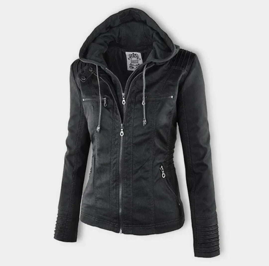 Chaqueta moto urbana para mujer, con capucha. Fusión de estilo y protección, ideal para el día a día.