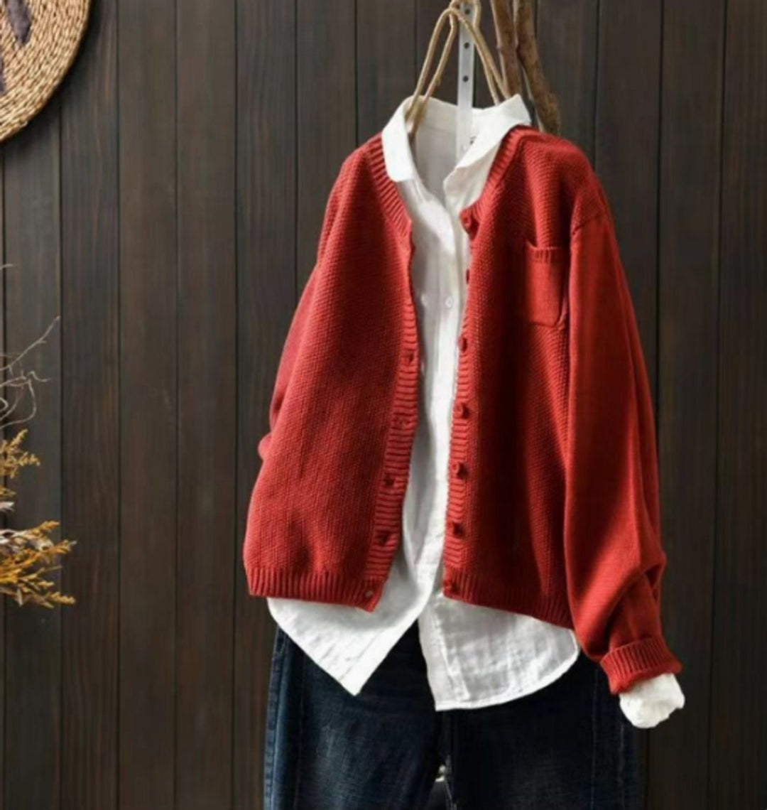 Cárdigan oversize de mujer con botones, suave punto, ideal para otoño-invierno, ropa cómoda.