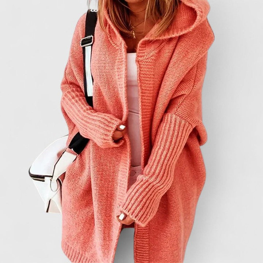 Cárdigan de punto suave para mujer, extragrande con capucha, tejido cómodo para abrigo casual de invierno.