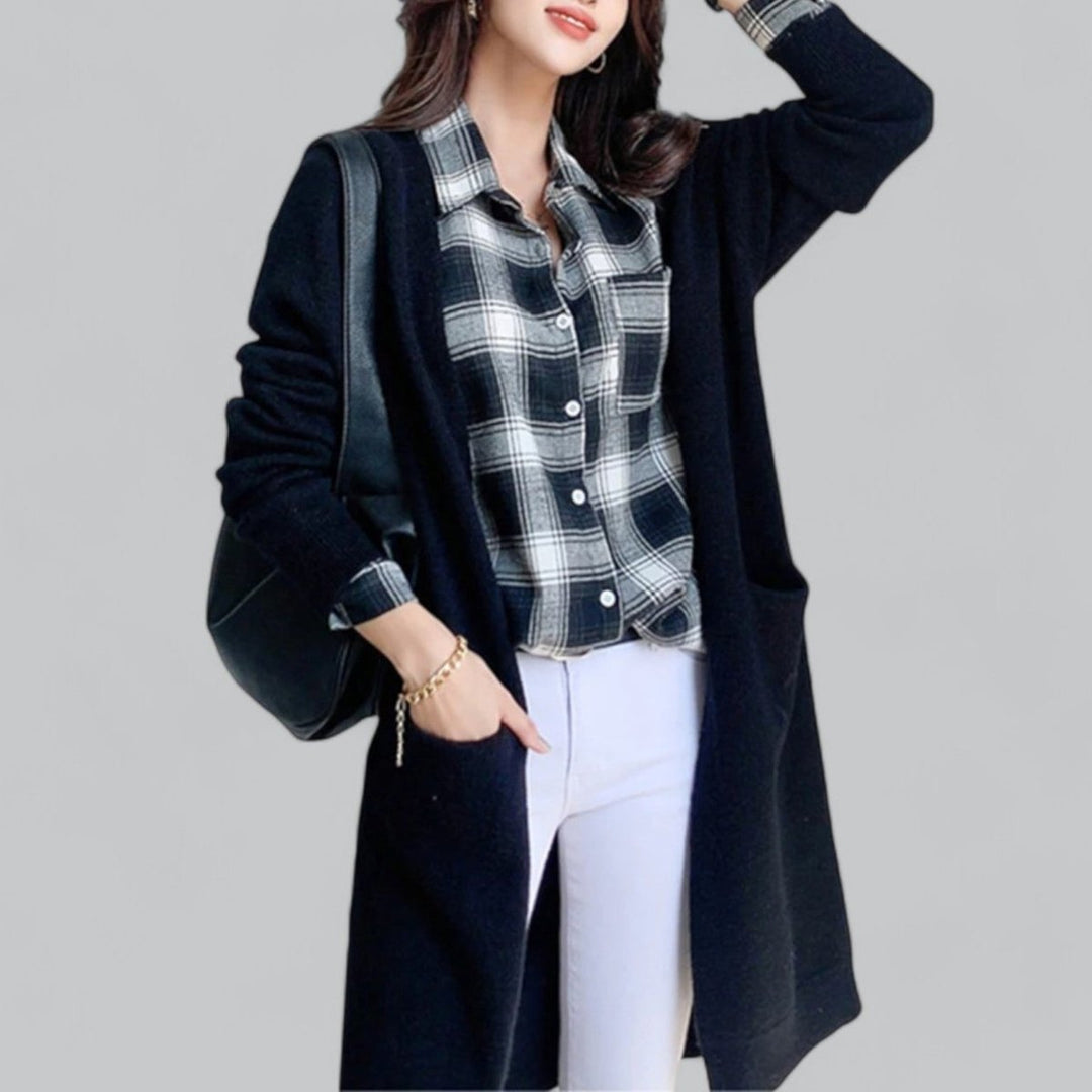 Cárdigan de mujer de cachemira suave y largo, ideal para la comodidad diaria en moda de invierno.