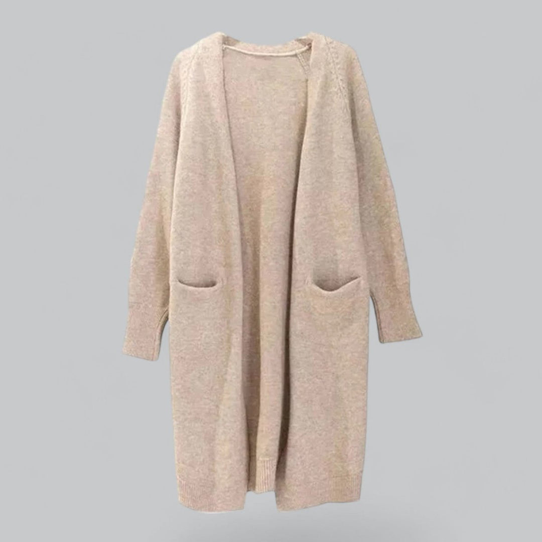 Cárdigan largo de cachemira para mujer, la prenda abierta y cómoda ideal para la moda cálida de invierno.