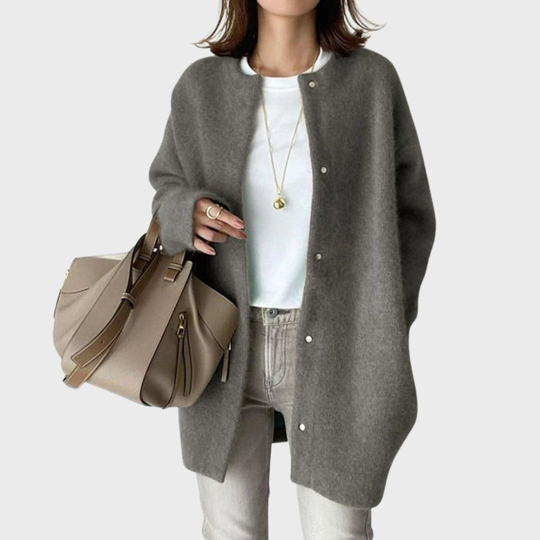 Cárdigan de punto largo oversize para mujer, con botones a presión. Cálido y muy cómodo para el frío.