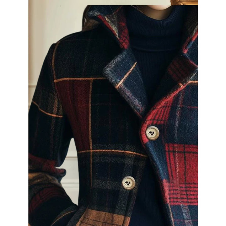 Chaqueta de cuadros multicolor chic para mujer, perfecta para moda femenina de otoño e invierno. Estilo versátil.