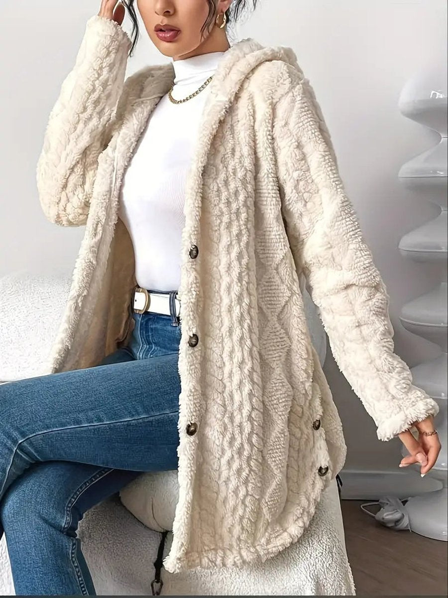Cárdigan de mujer con capucha, afelpado, ideal para mantenerte abrigada y con estilo este invierno.