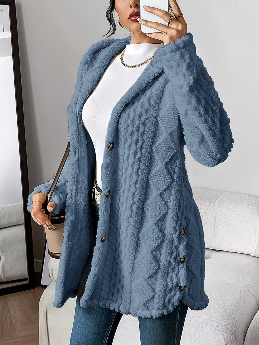 Cárdigan de moda para mujer, afelpado y con capucha, versátil para cualquier ocasión.