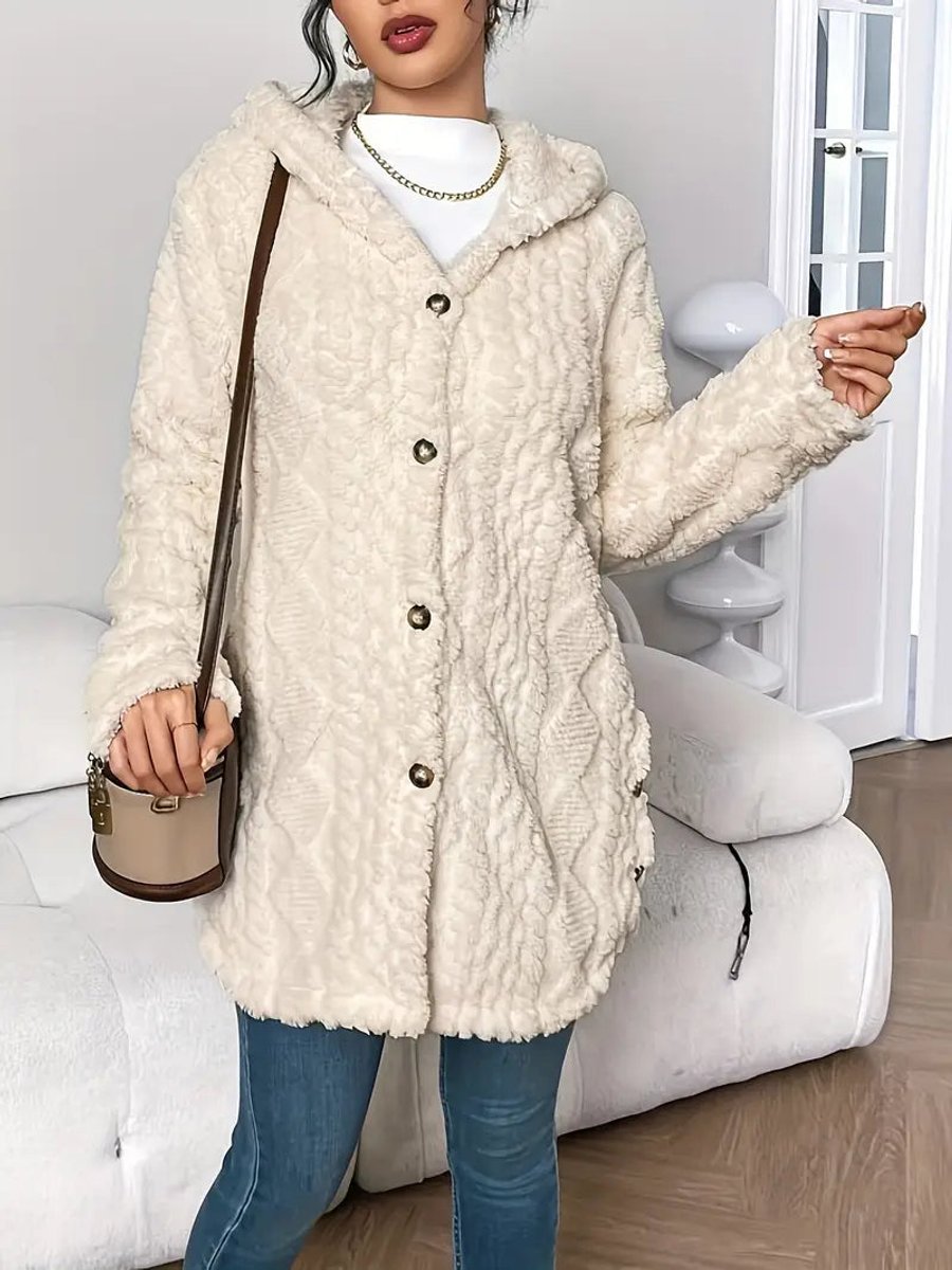 Cárdigan afelpado con capucha, diseñado para mujer, muy cómodo y versátil en otoño e invierno.