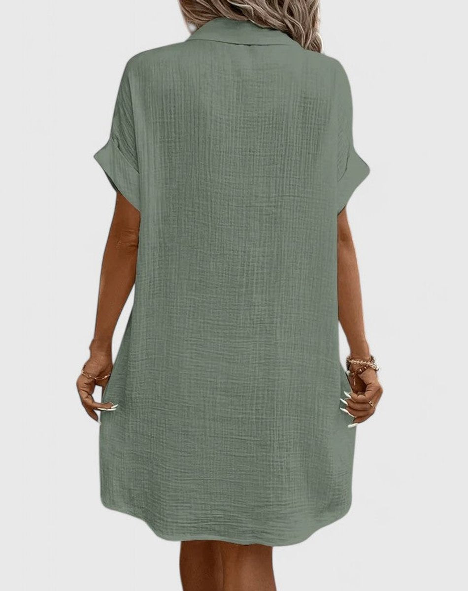 Vestido de algodón fresco para mujer, camisero holgado. Perfecto para el calor del verano. Muy cómodo.