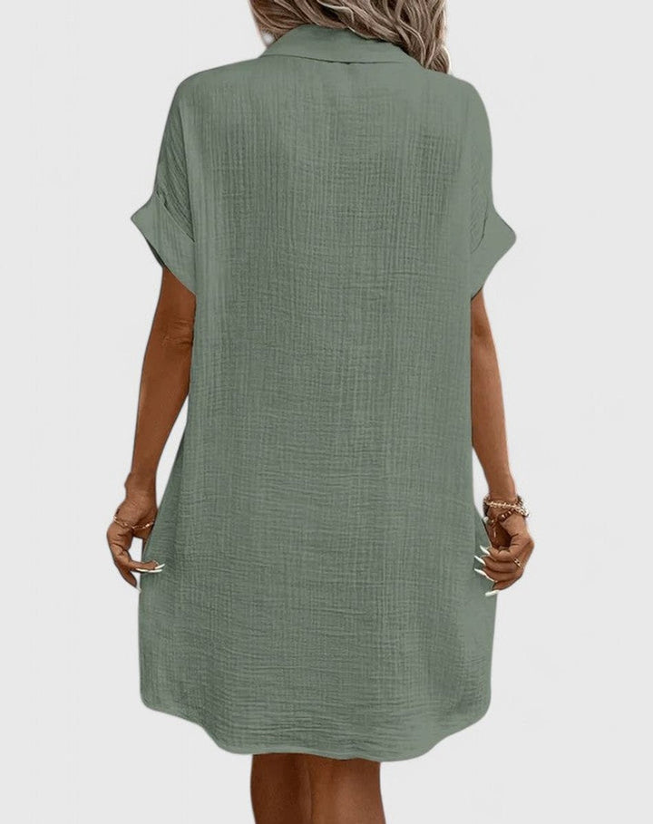 Vestido de algodón fresco para mujer, camisero holgado. Perfecto para el calor del verano. Muy cómodo.