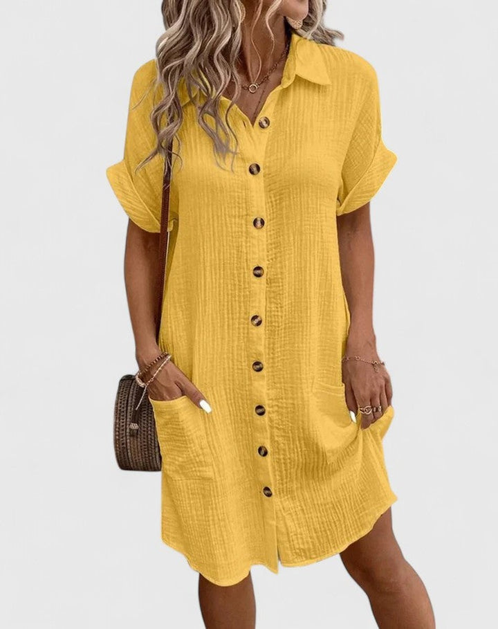 Vestido holgado y fresco de mujer, estilo camisero con botones. Perfecto para el verano. Muy cómodo.