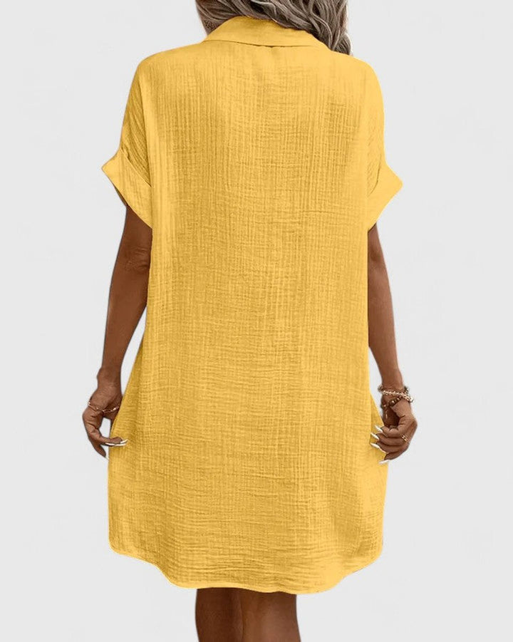 Vestido de manga corta para mujer, diseño camisero, holgado y fresco. Esencial para el verano.
