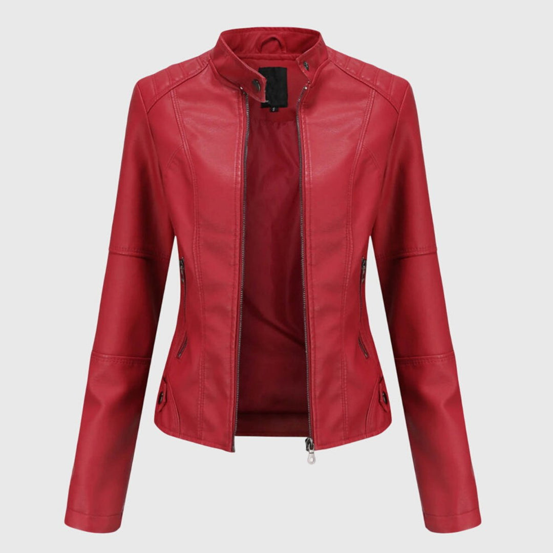 Chaqueta de moto femenina, entallada y con estilo. Perfecta para la moda urbana, confort y versatilidad en colores.