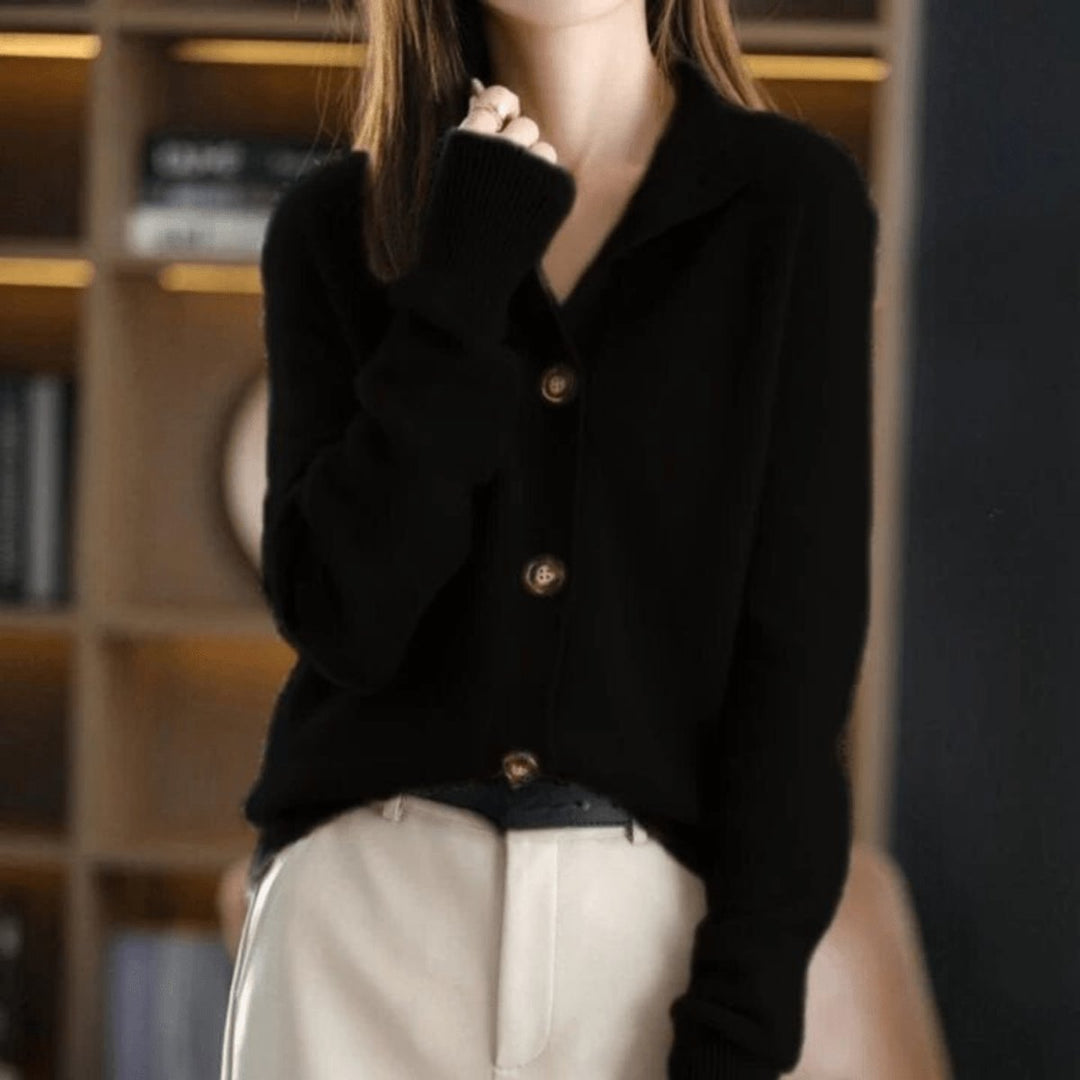 Cárdigan de cachemira para mujer con botones, tejido de punto suave y estilo casual.