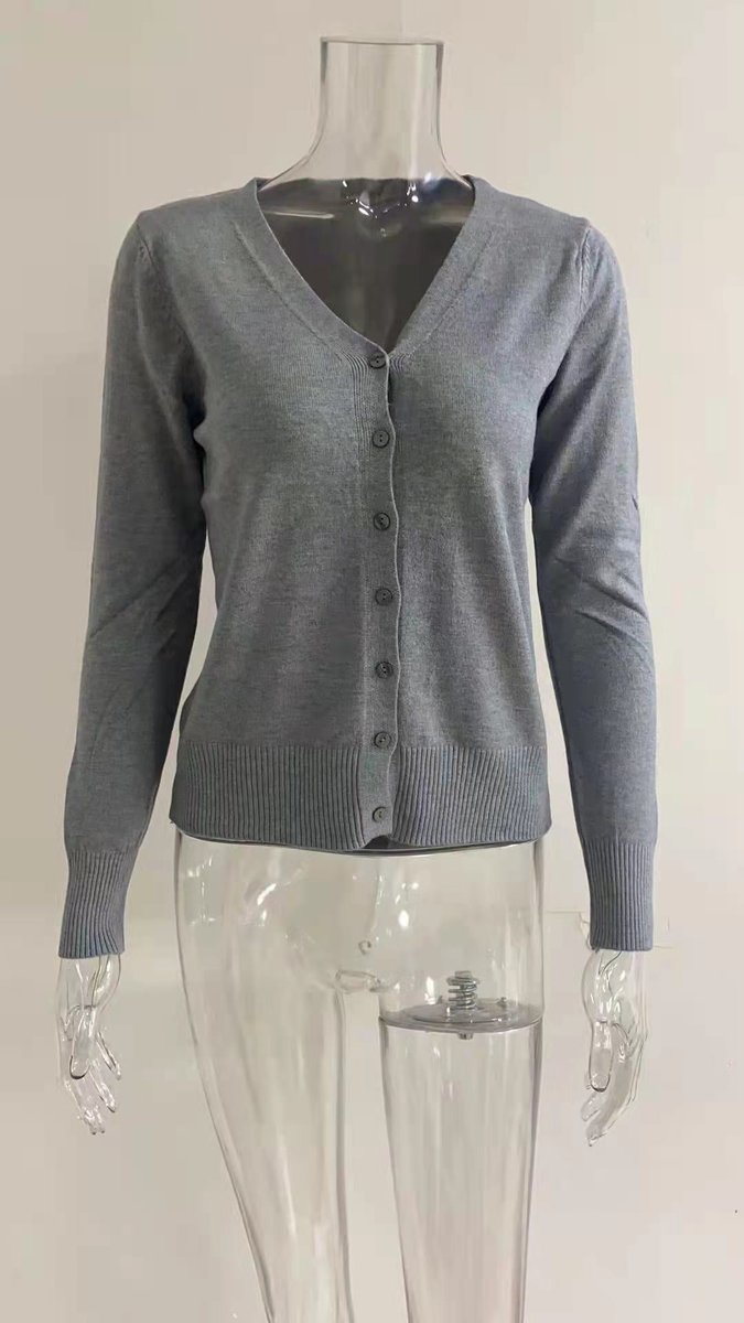 Cárdigan de punto mujer con cuello V, prenda básica y versátil para cualquier guardarropa de invierno.