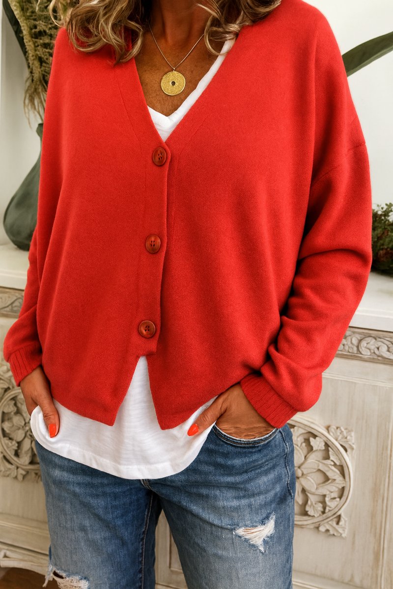Cárdigan de mujer, punto suave, botones. Cuello V. Estilo casual y elegante. Ideal para otoño e invierno. Máxima comodidad.