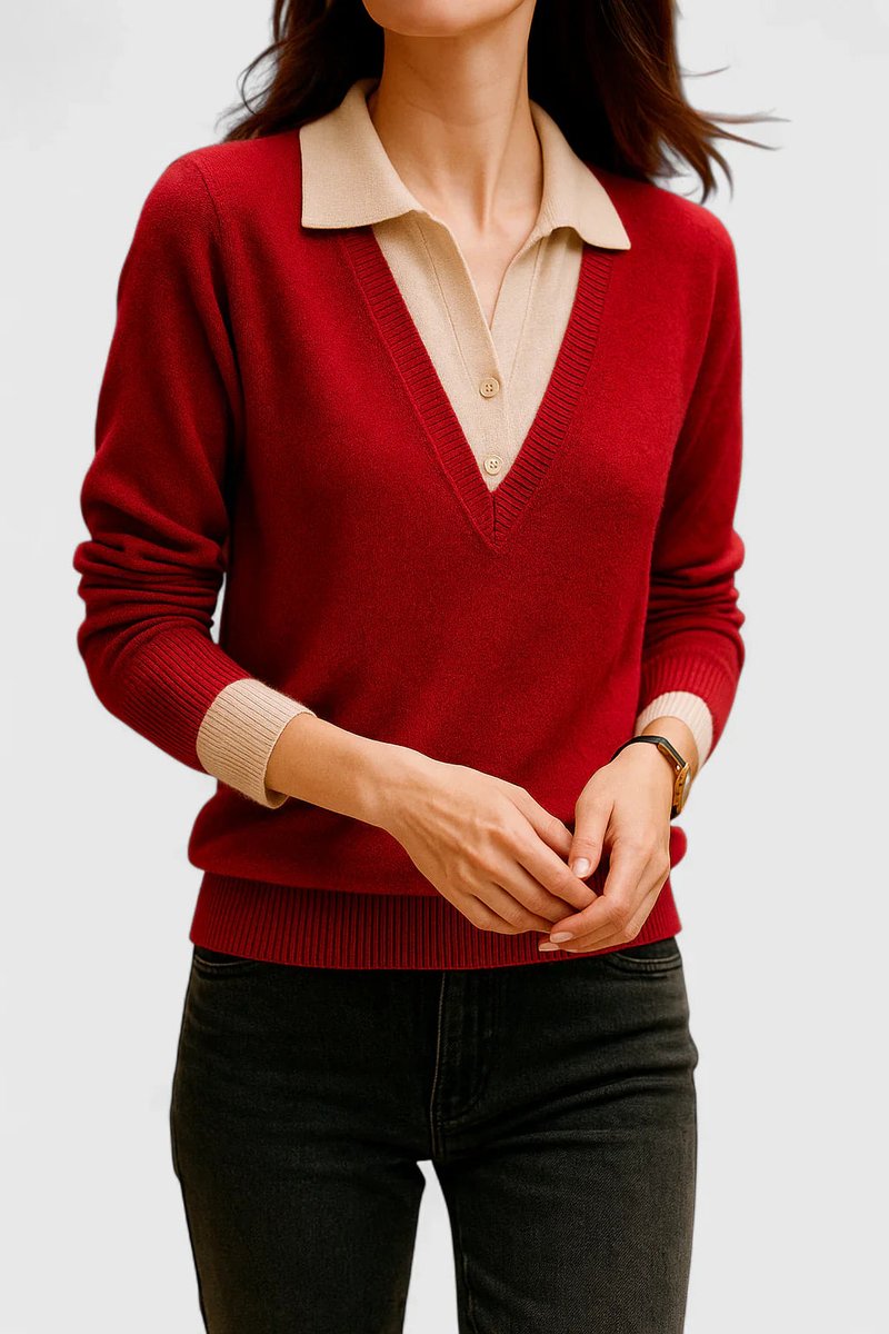 Suéter de punto para mujer, escote V pronunciado. Confortable y chic.