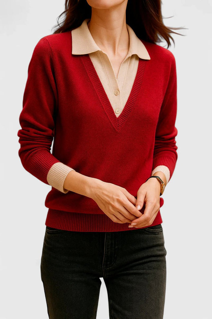 Suéter de punto para mujer, escote V pronunciado. Confortable y chic.