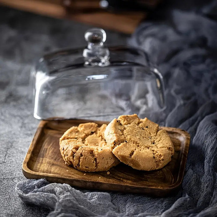 Mantequillera de bambú y vidrio, diseño moderno para servir mantequilla en la mesa, accesorio de cocina.