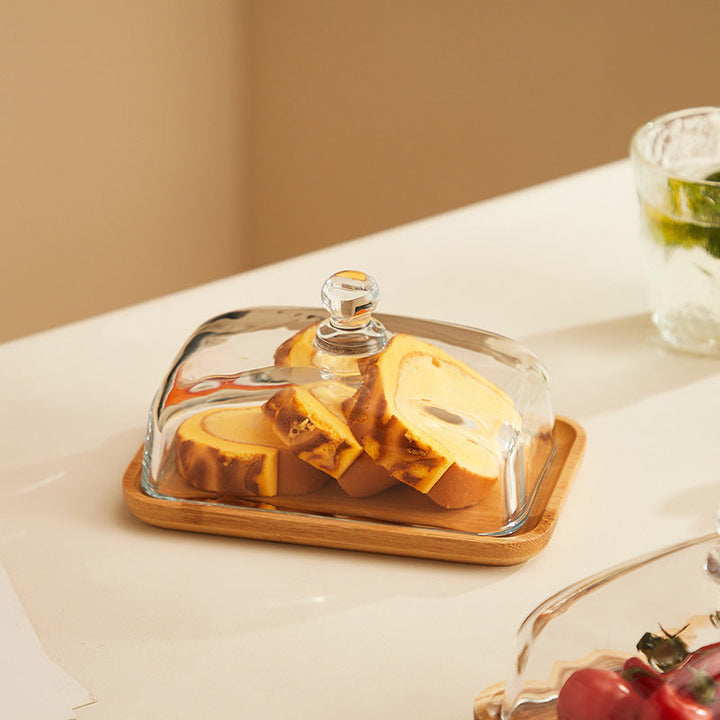 Set de mantequillera de madera y vidrio para cocina, vajilla de servir, realza la elegancia de tu mesa.