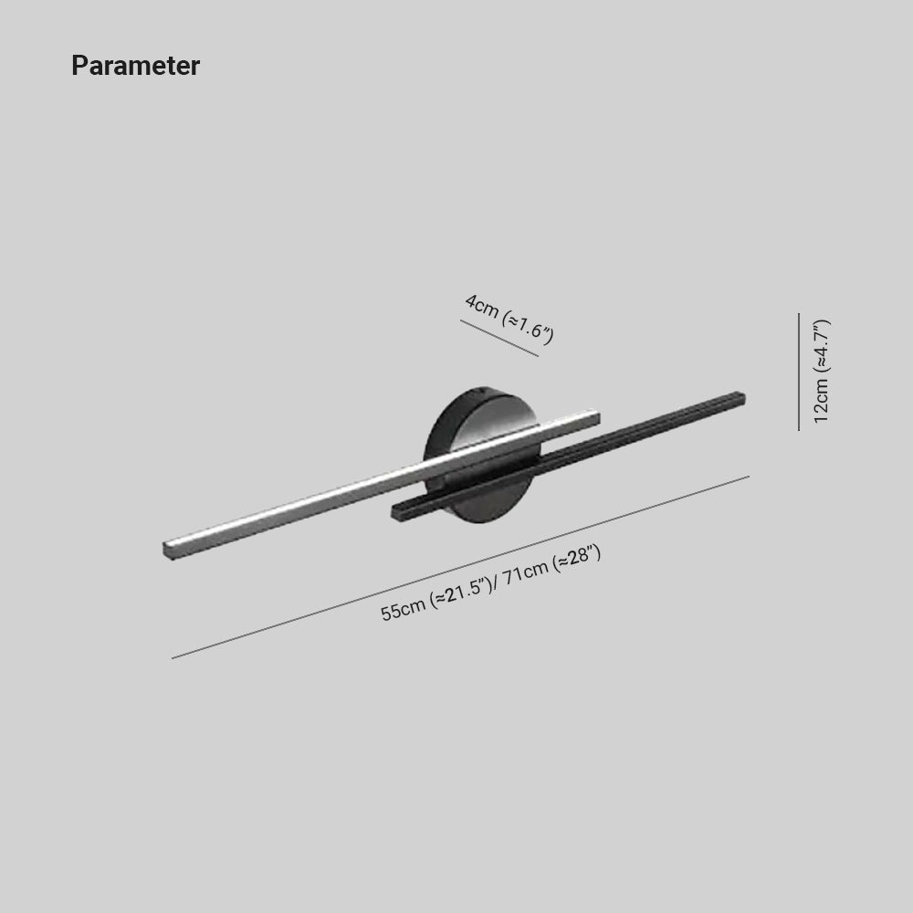 Luz de pared LED regulable, ambiente moderno. Diseño contemporáneo para salón o dormitorio.