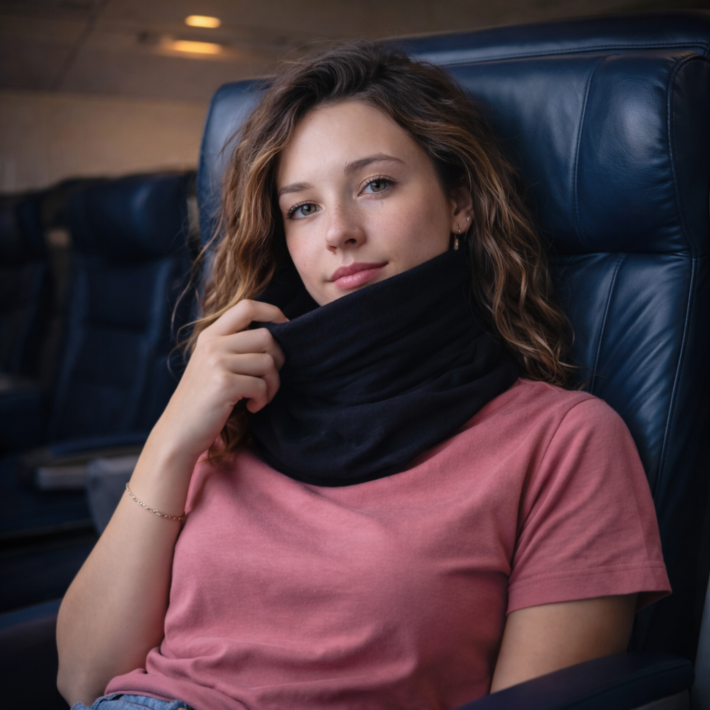 Cómoda almohada de viaje portátil unisex con soporte cervical, perfecta para un descanso profundo en cualquier trayecto.