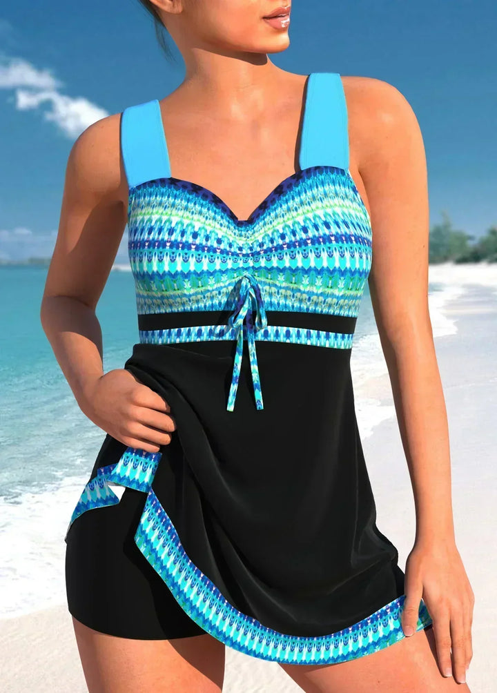 Vestido de baño Marbella mujer. Traje de baño con falda cubre vientre. Moda playa verano, tallas grandes.