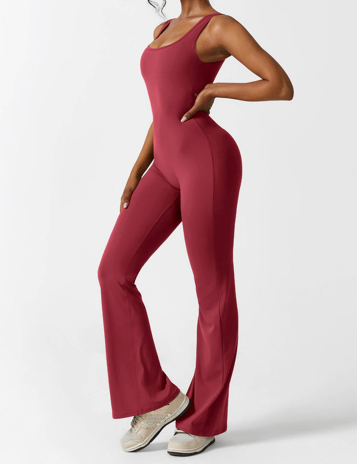 Mono de moda femenina, espalda en V, pierna acampanada, para un estilo único.