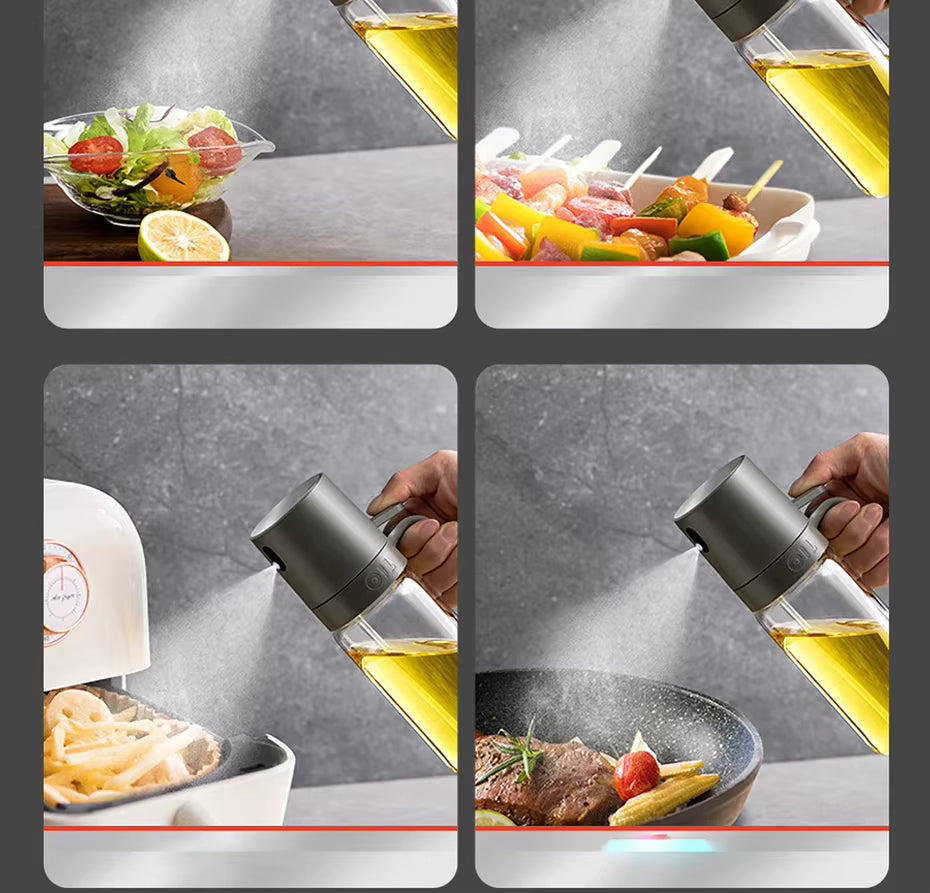 Pulverizador de aceite 250ml, diseño moderno. Rociador para control preciso de aceite en cocina.