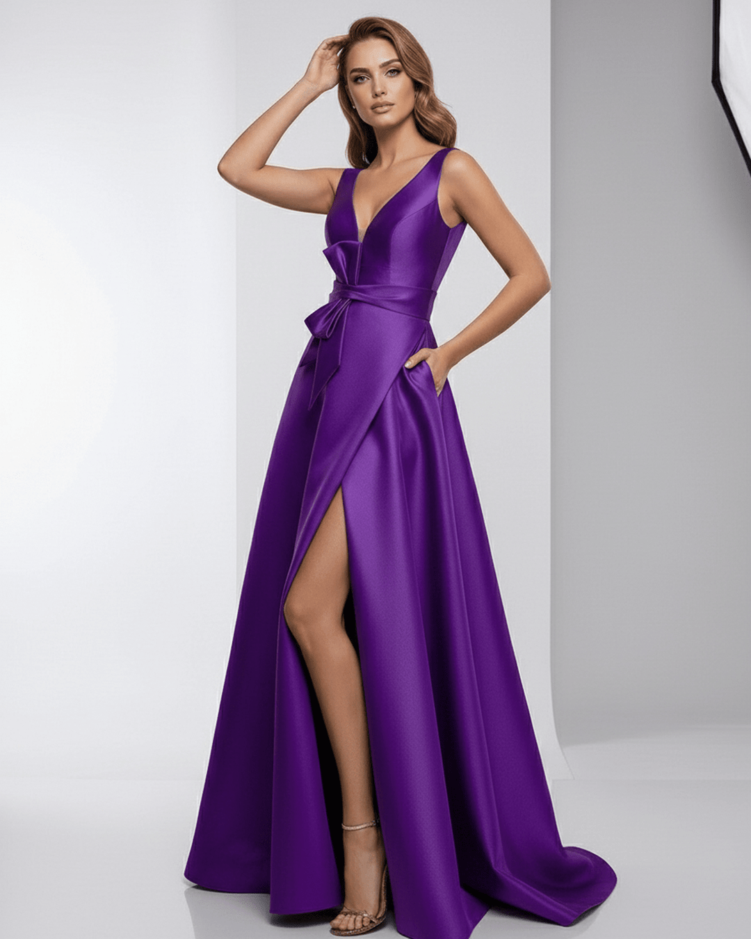 Vestido de noche púrpura maxi Zafira, formal y sofisticado para fiesta o gala.