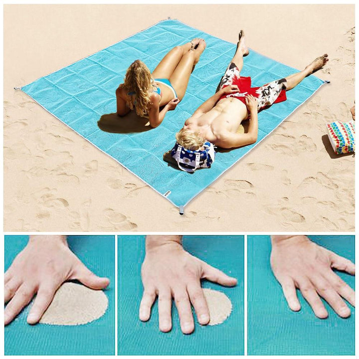 Toalla de playa anti-arena grande, ideal para familia y picnic, disponible en varios colores.