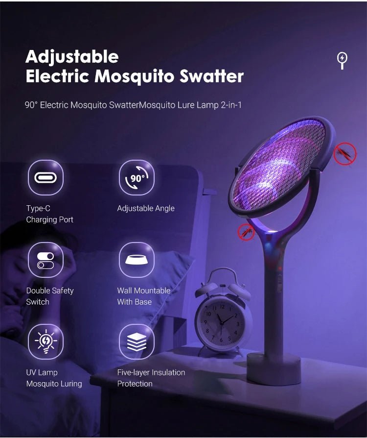 Matainsectos eléctrico UV para mosquitos. Lámpara LED portátil USB, perfecta para verano en casa.