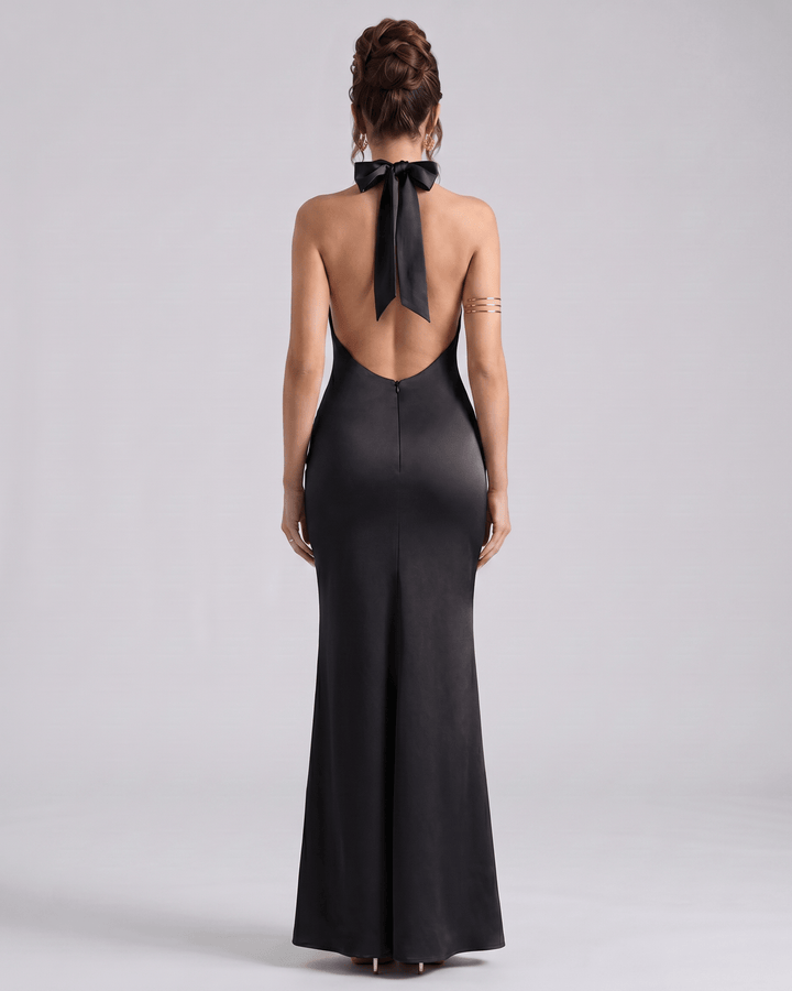 Vestido de noche Zerelle con escote Halter, largo y elegante para fiesta o boda.