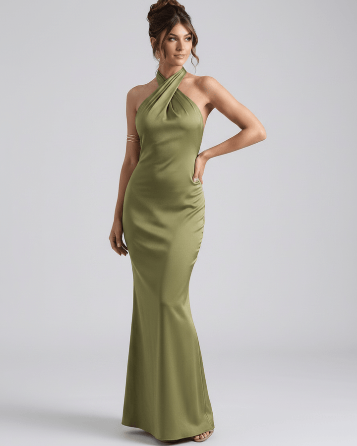 Vestido maxi sin mangas Zerelle para mujer, escote Halter. Fresco y elegante para verano.