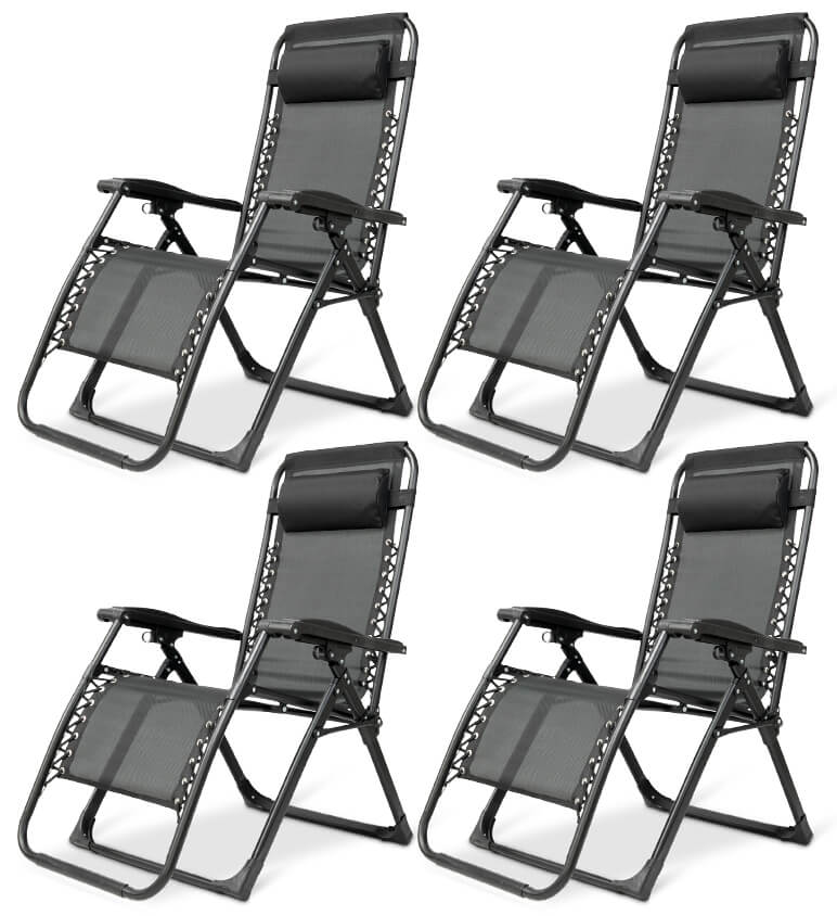 Silla unisex de gravedad cero para jardín/terraza, con reposacabezas ajustable.