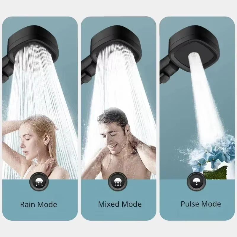 Moderno cabezal de ducha negro con acabado elegante. Actualiza tu baño con este accesorio premium.