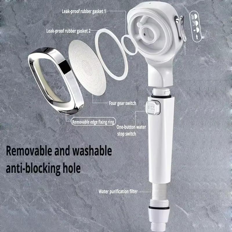 Cabezal de ducha plata con diseño contemporáneo. Accesorio de baño que aporta estilo y funcionalidad.