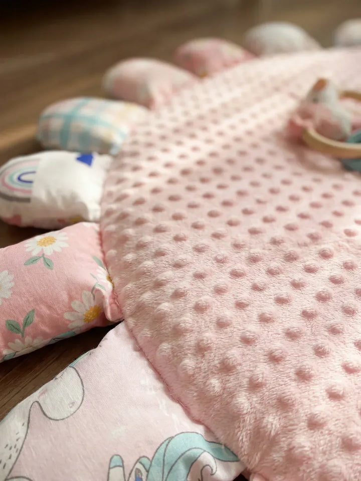 Manta infantil de juego segura, 120x120cm, de algodón natural, suave y cómoda para bebés.