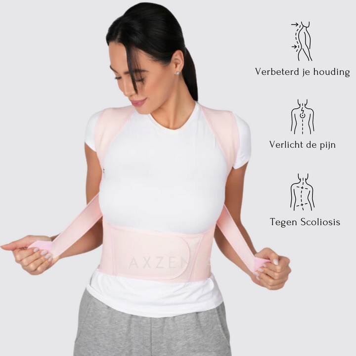 Dispositivo ergonómico unisex que proporciona soporte para espalda y hombros. Mejora la postura y confort.