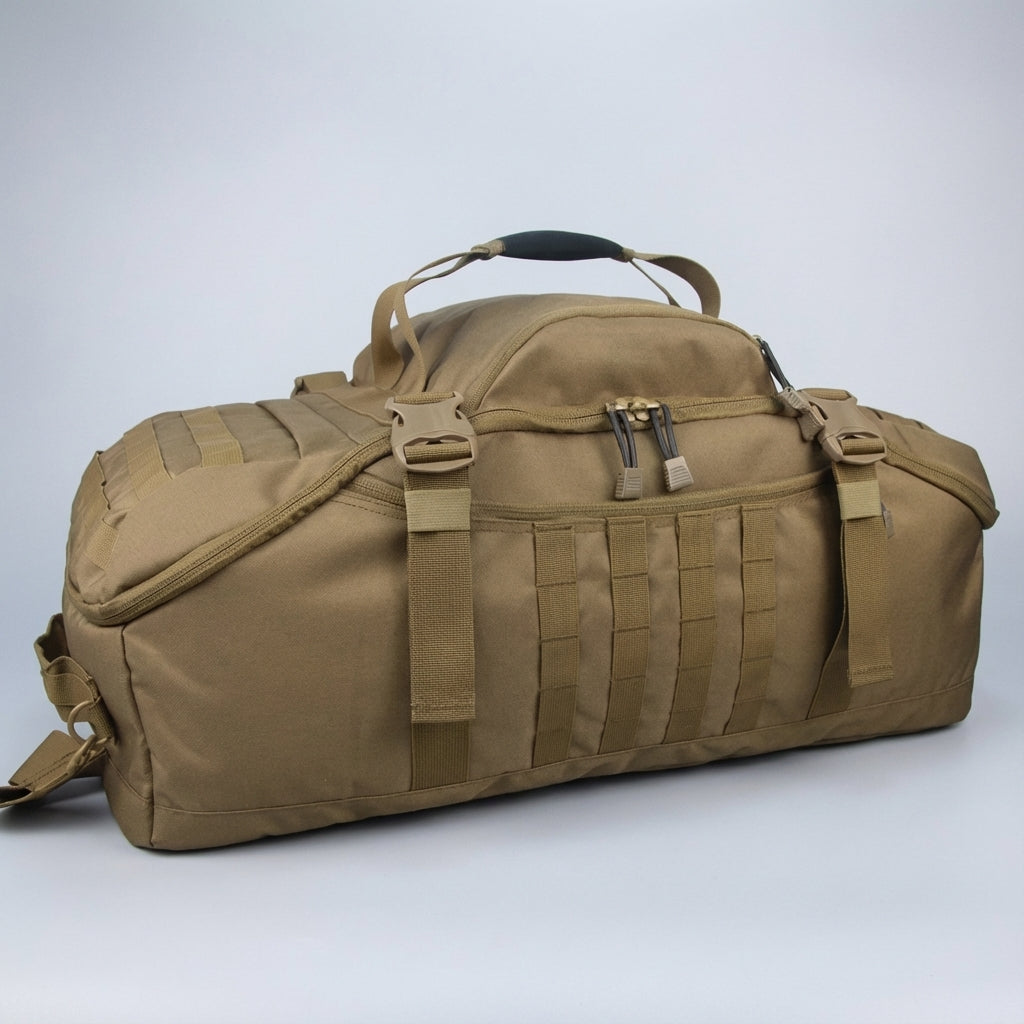 Interior espacioso de bolsa de viaje unisex, organización Molle para equipo y viajes.